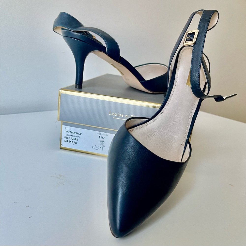 Louise et Cie Blue Leather Slingback Heels for Spring